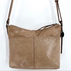 Margot New York Taupe Snakeskin Leather Crossbody Bag